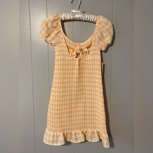 Madden NYC peach gingham mini dress